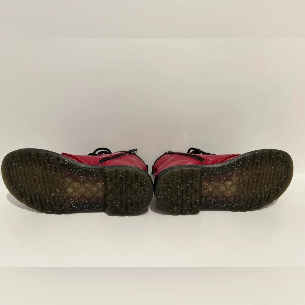 Doc Martens Dr. Martens youth Size 3 patent side zip red combat boots like new
